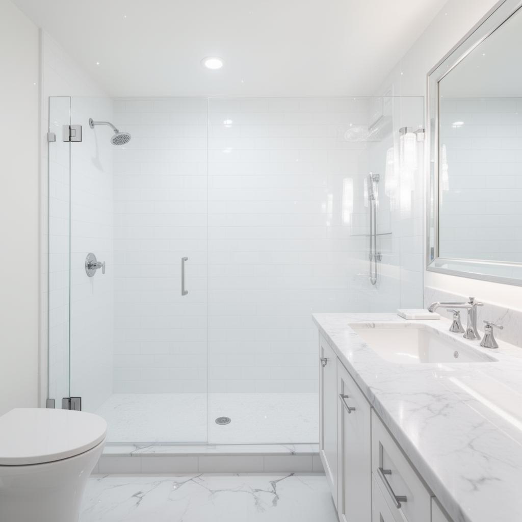 Freshly cleaned, spotless bathroom